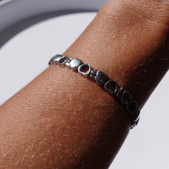 Jewelry - Women`s silver tone heart stainless steel bracelet
